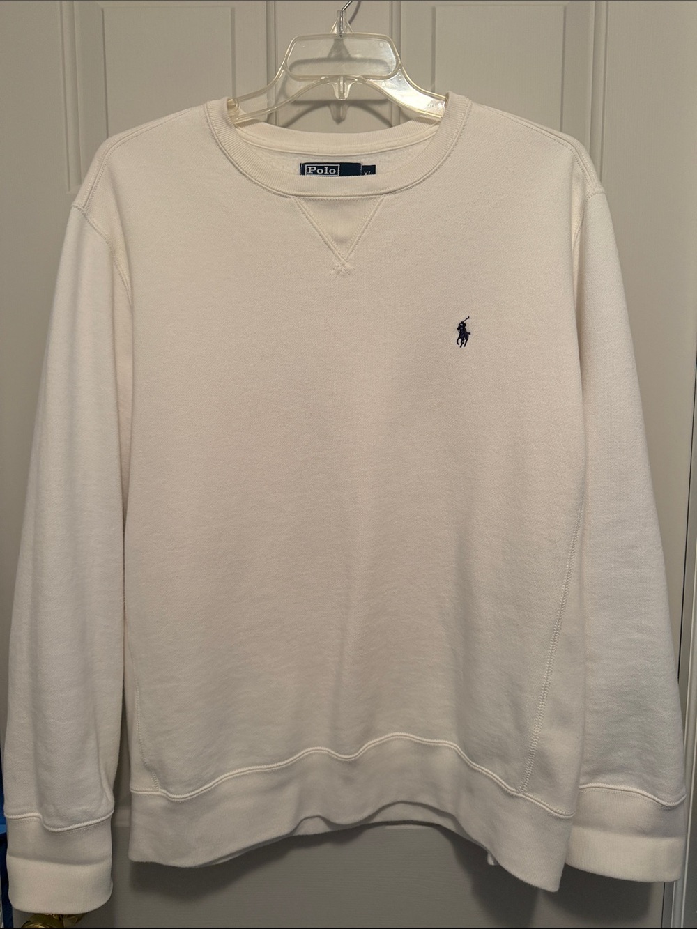 Polo by Ralph Lauren Cream Crewneck Sweatshirt with Navy Pony Embroidery